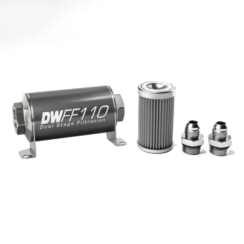 Deatschwerks In-Line Fuel Filter Element and Housing Kit Stainless Steel 100 Micron 110mm