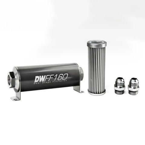 Deatschwerks In-Line Fuel Filter Element and Housing Kit Stainless Steel 5 Micron 160mm