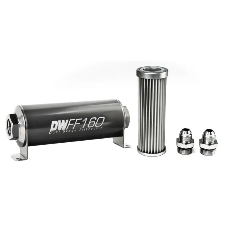 Deatschwerks In-Line Fuel Filter Element and Housing Kit Stainless Steel 5 Micron 160mm