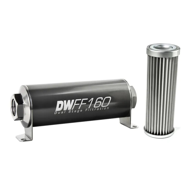 Deatschwerks In-Line Fuel Filter Element and Housing Kit Stainless Steel 5 Micron 160mm