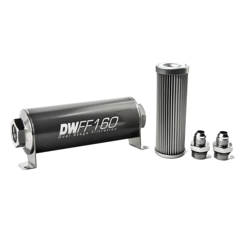 Deatschwerks In-Line Fuel Filter Element and Housing Kit Stainless Steel 10 Micron 160mm