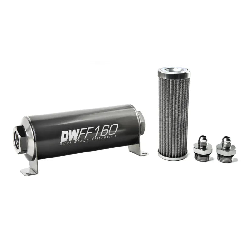 Deatschwerks In-Line Fuel Filter Element and Housing Kit Stainless Steel 100 Micron 160mm