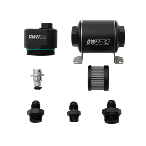 Deatschwerks DWFFR-X 70mm Billet Fuel Filter Regulator, 10 Micron with 6AN Fittings