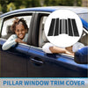 Black door pillar window trim covers for Toyota Highlander 2022-2024 made of durable black plastic shown from back side