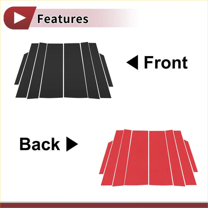 Red and black vinyl car seat covers with pleated flared design for toyota noah 2008-2013 door pillar window trim set