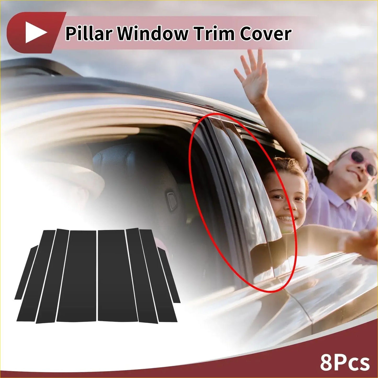 Black pillar window trim cover for toyota noah 2008-2013 fits side windows car door set of 8 pieces