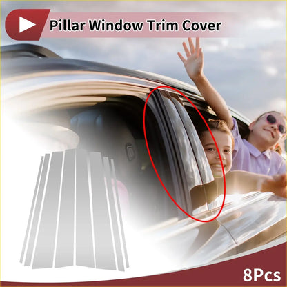 8 Pcs Car Door Pillar Window Trim for Toyota Prado (2003-2009) Silver - Parts & Accessories