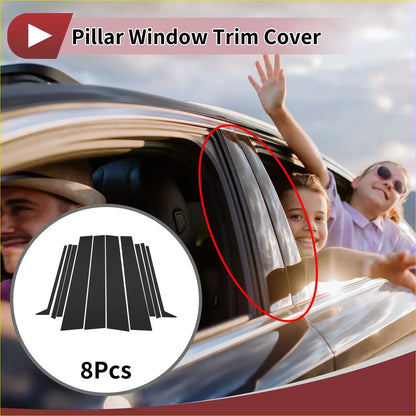 8 Pcs Car Door Pillar Window Trim for Toyota Prado (2024-2025) Black - Parts & Accessories
