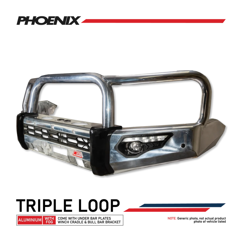 MCC Phoenix 808-01A Triple Loop Aluminium Bull Bar - Ford Ranger 2022+