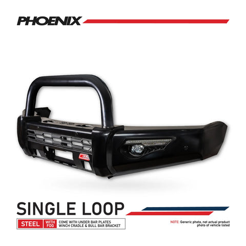 MCC Phoenix 808-01 Single Black Loop Bull Bar - Nissan Patrol 2013-2017