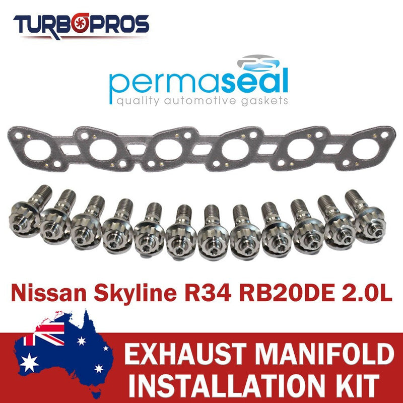Nissan Skyline R34 2.0L Permaseal Exhaust Manifold Titanium Stud&Gasket Kit