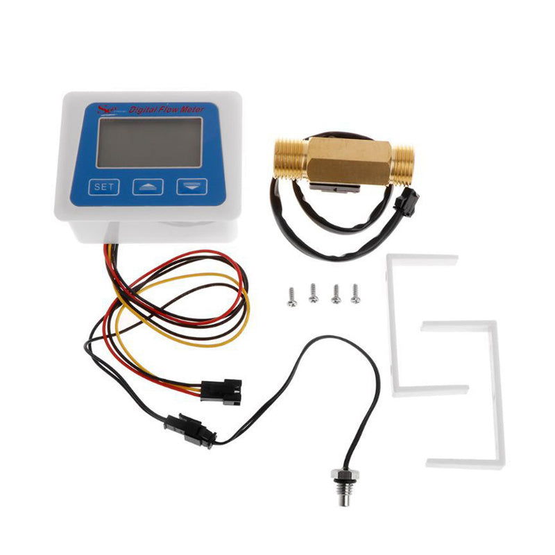 Digital LED Turbine Gauge to suit Fuel Water Flow 1/2'' Sensor Meter — image 1