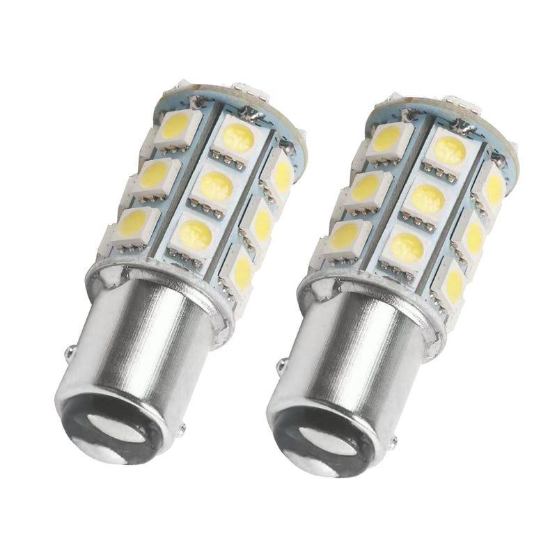 2x 12V BA15D LED White 27 SMD 5050 Indicator Signal Lights (Pair) to suit Universa — image 1