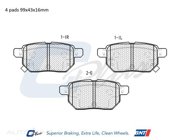 C-Plus Brake Pads Rear Toyota Corolla Ech Yar - DB1786CP