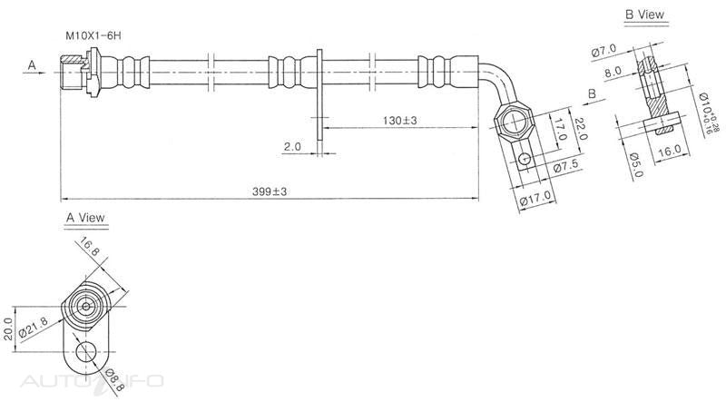 Protex Brake Hose Front LH Toyota Lancer Fzj Hdj - H3470