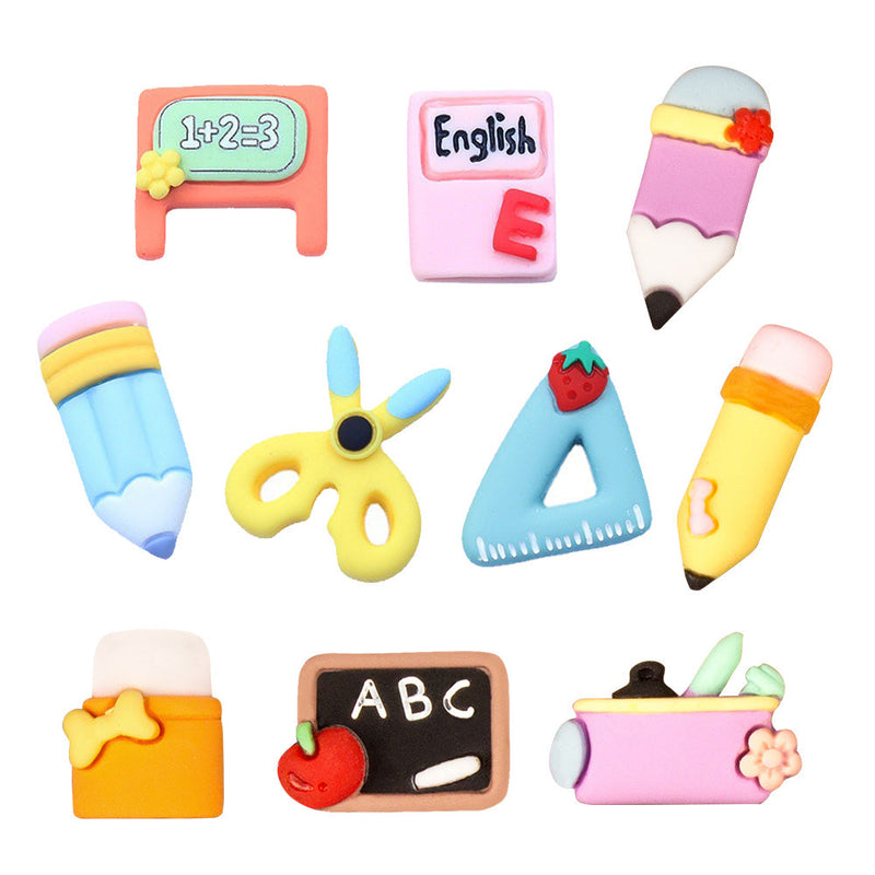 50x 3D Resin Cabochons to suit DIY Craft School-Themed Shapes — image 1
