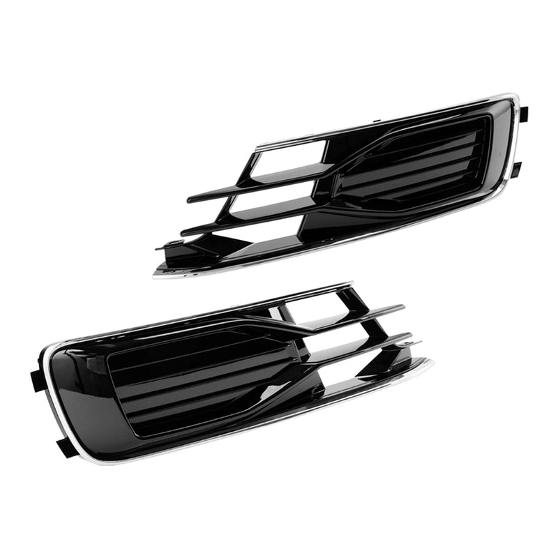 Audi A6 C7 Front Bumper Foglight Cover Grill Black Chrome (2014-2018)