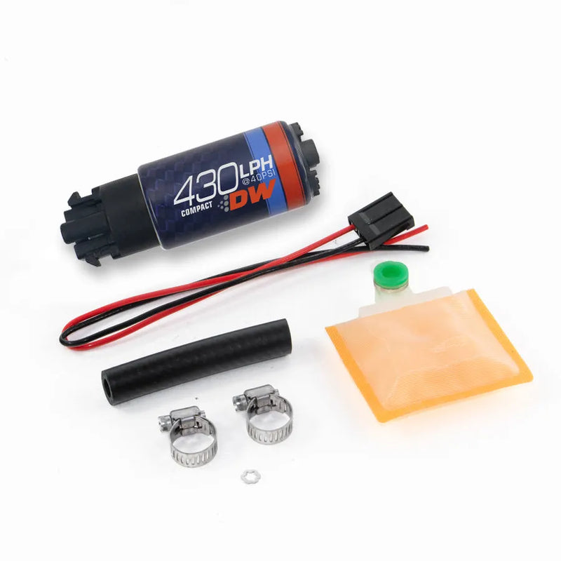 Deatschwerks DW430c, 430lph compact fuel pump with clips w/ Universal install kit