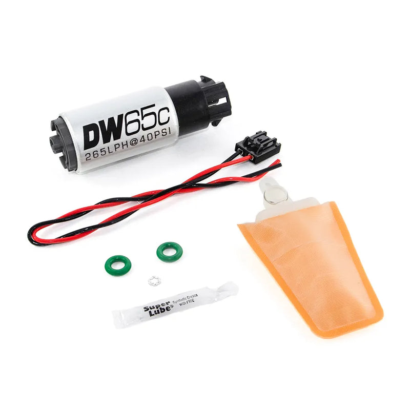 Deatschwerks DW65C 265lph Compact Fuel Pump w/Mounting Clips + Install Kit (Corolla 03-04) — fits Toyota Corolla