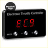 Black 9-mode electronic throttle controller for chevrolet silverado with red digital display and silver rotary knobs