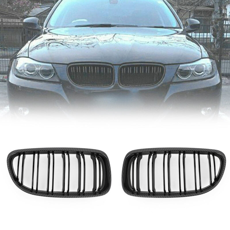BMW 3 Series E90 / E91 LCI Carbon Fiber Front Kidney Grilles (2008-2012)