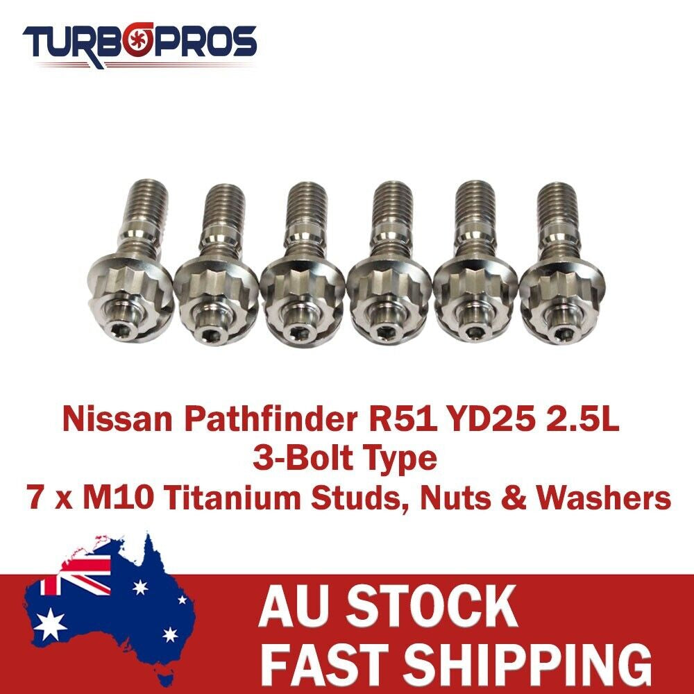 Titanium Turbo Charger Stud Kit for Nissan Pathfinder R51 YD25 2.5L 3-Bolt Type