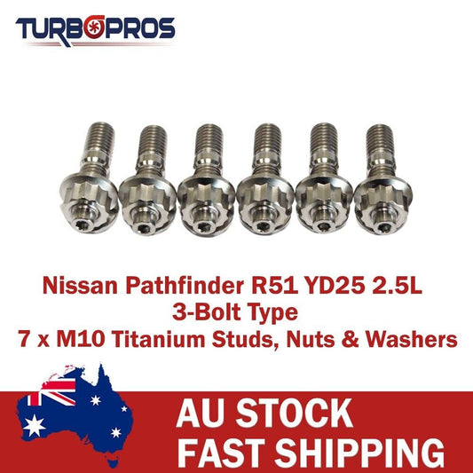 Titanium Turbo Charger Stud Kit for Nissan Pathfinder R51 YD25 2.5L 3-Bolt Type