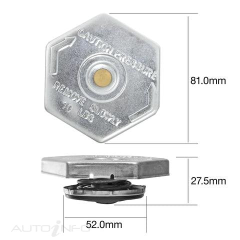 Tridon Radiator Cap Without Recovery - CP1070