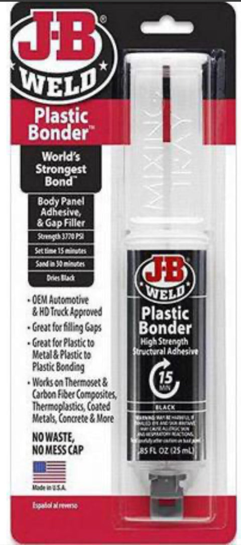JB Weld Black Plastic Bonder Urethane Adhesive Syringe Mixer 25ml - 50139