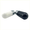 Two sleek 9cm toshi gear knobs with metallic silver caps in white and black for stylish car interior upgrades