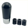Black and chrome 9cm toshi gear knob with three matching black threaded adapter pieces for easy installation
