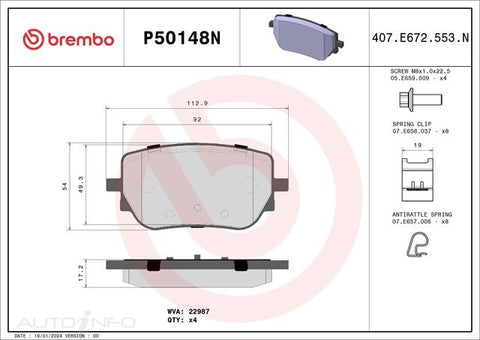 Brembo Brake Pads Rear Mercedes-Benz 18-On - P50148N