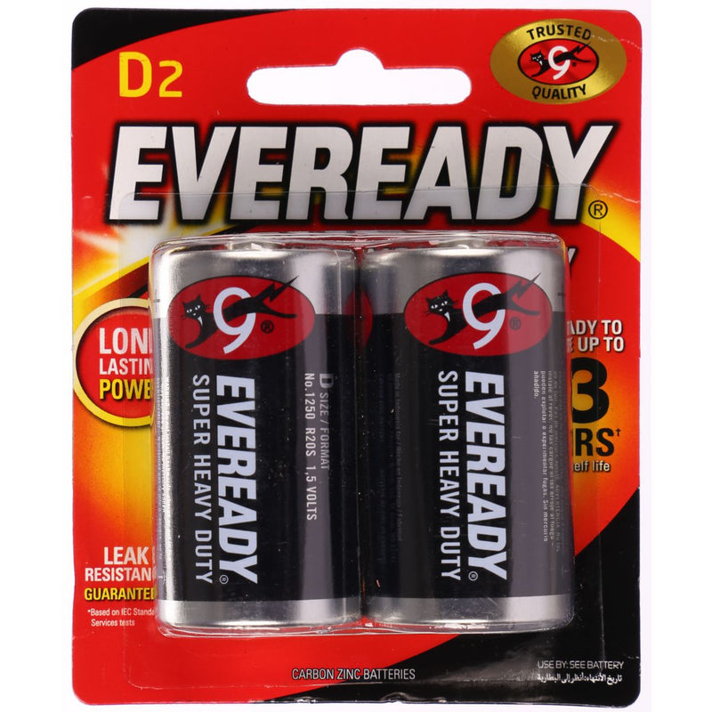 Eveready D Size Battery Super Heavy Duty 2Pk 1250BP2