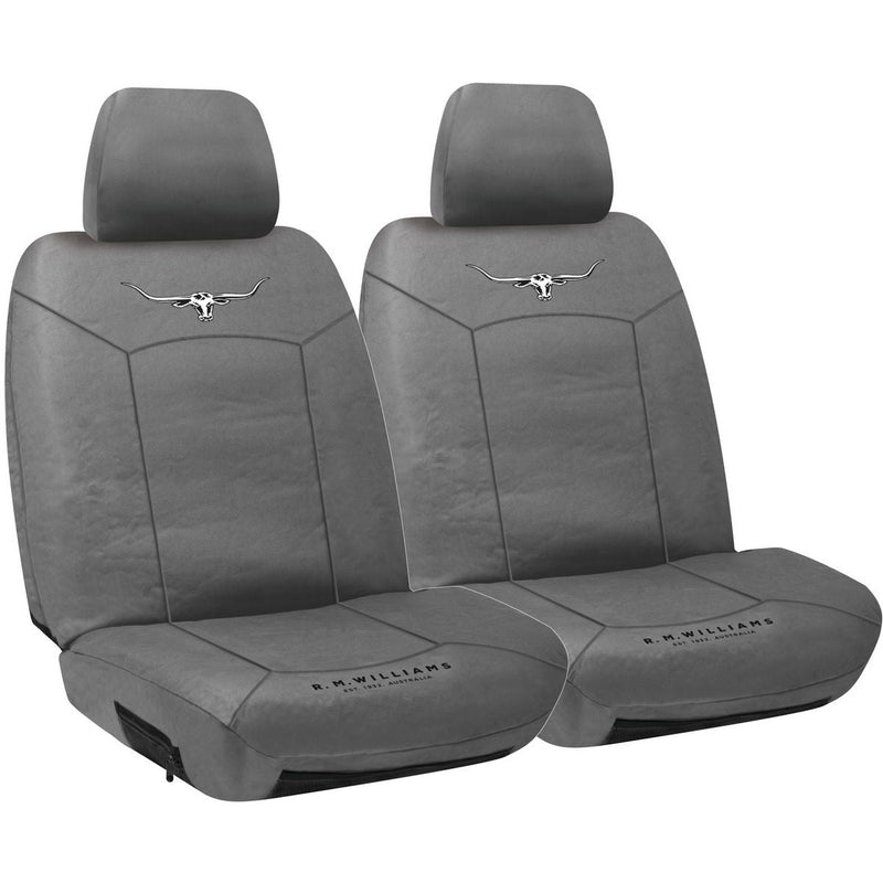 R.M. Williams Seat Cover Set Canvas Front Grey