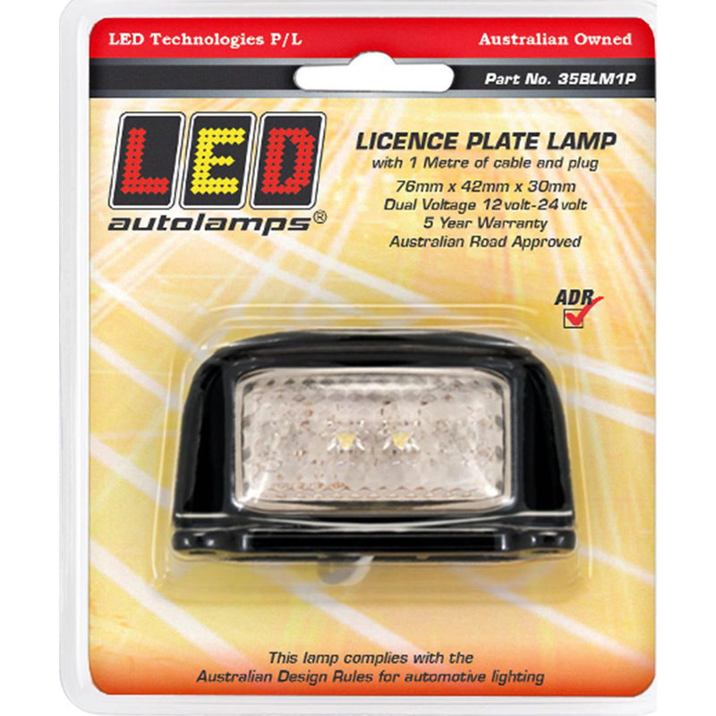 LED Autolamps Licence Plate Lamp with Black Bracket and