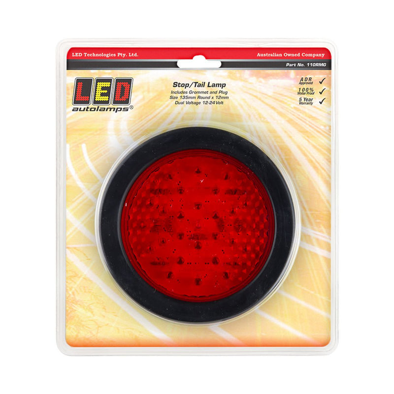 LED Autolamps Stop/Tail LED Light Round 12/24V w/Rubber