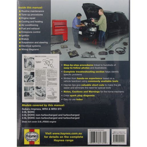 Haynes Repair Manual Suits Subaru Impreza, WRX & STI