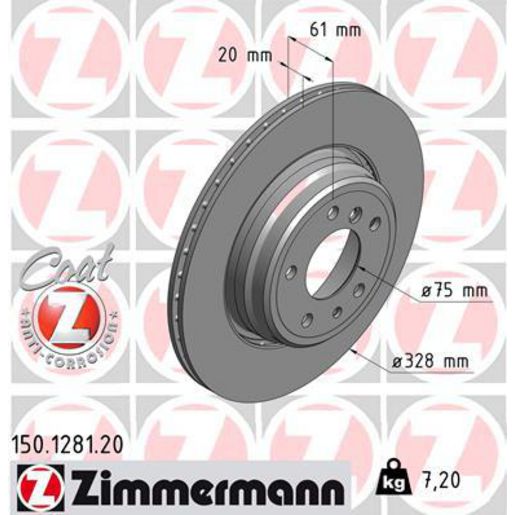 Zimmermann OE Coat Z Brake Rotor Single 328mm Rear