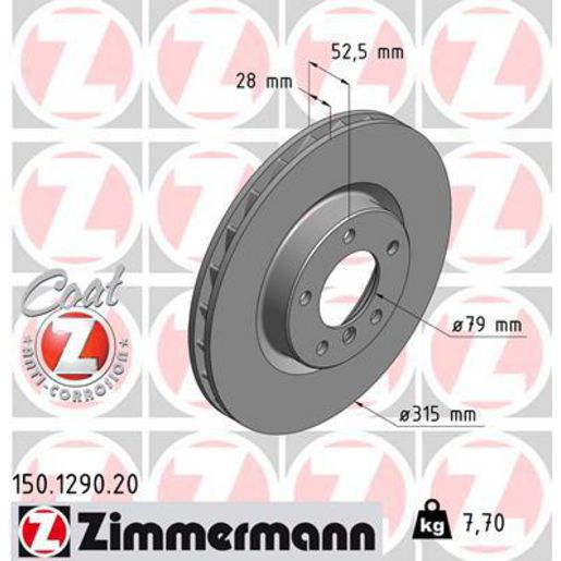 Zimmermann OE Coat Z Brake Rotor 315mm Front LH