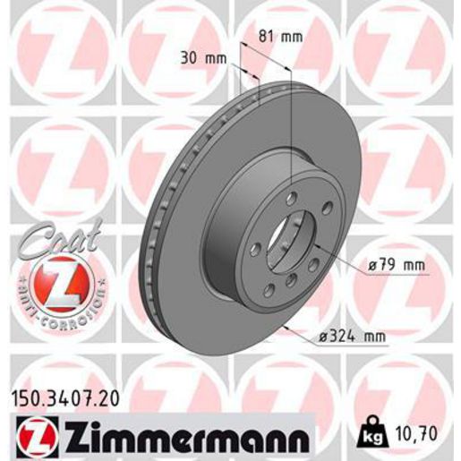 Zimmermann OE Coat Z Brake Rotor Single 324mm Front