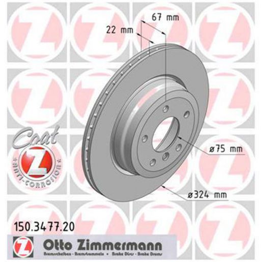 Zimmermann OE Coat Z Brake Rotor Single 324mm Rear