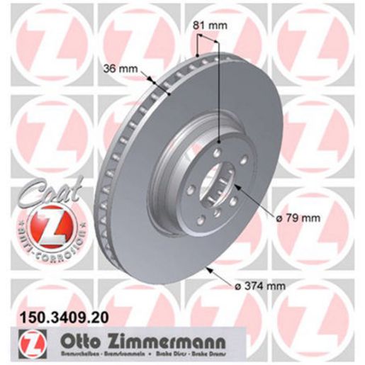 Zimmermann Front Brake Disc 34116766107