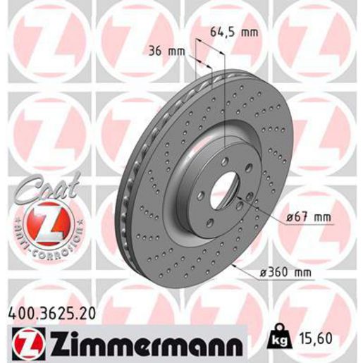 Zimmermann OE Coat Z Brake Rotor Single 360mm Front