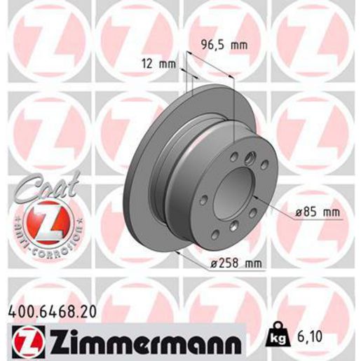 Zimmermann OE Coat Z Brake Rotor Single 258mm Rear