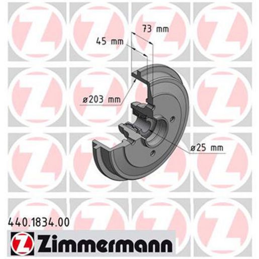 Zimmermann Brake Drum Single 203mm Rear 440.1834.00