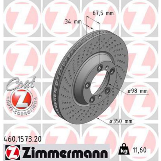 Zimmermann OE Coat Z Brake Rotor Single 350mm Front LH