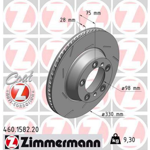 Zimmermann OE Coat Z Brake Rotor 330mm Rear LH 460.1582.20