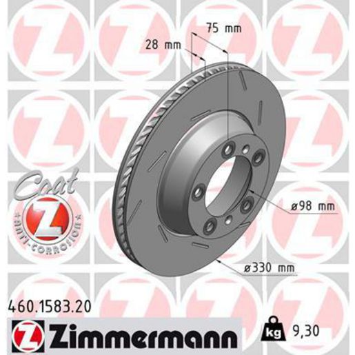 Zimmermann OE Coat Z Brake Rotor 330mm Rear RH 460.1583.20