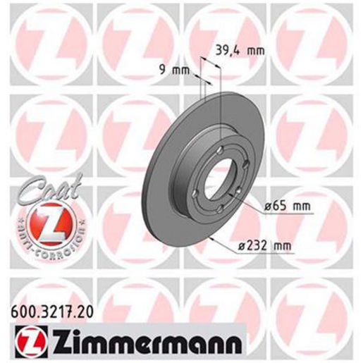 Zimmermann OE Coat Z Brake Rotor Single Rear 600.3217.00