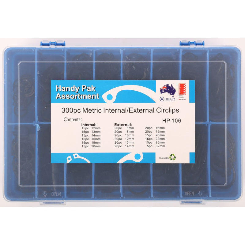 Circlips Australia Circlip Kit-300Pc Int/Ext Metric HP106